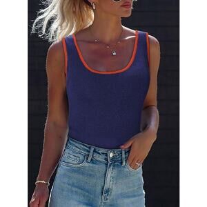 NWT Dokotoo Women's Scoop Neck Tank Top-Dark Blue-Size Small